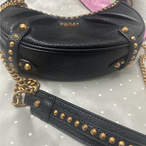 GUESS Black Shoulder Bag with Gold Accents - Picture 2 of 6